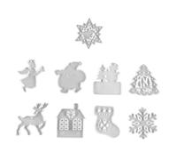 Housoutil 9pcs Silicone Pendant Molds Christmas DIY Epoxy Casting Kit for Santa Reindeer Snowflake Wind Chime Keychain Crafts Non Stick Molds