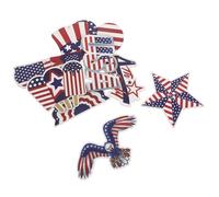 Housoutil 9pcs Wooden Independence Day Hanging Ornaments with Patriotic Shapes Including Eagle, Usa, Stars, and More, Made of Wood and Rope, Reusable Decorations for Fourth of July, Memorial