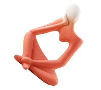 Housoutil Abstract Thinker Shaped Ceramic Flower Vase with Fine Surface Treatment for Home Decoration and Bookshelves, Handmade Hydroponics Vase Featuring Thinking Character Images in Orange