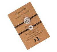 Housoutil Adjustable Dandelion Bangle Bracelet Set for Mother's Day, Handmade Wax Wire and Stainless Steel Woven String, Lovely Daily Jewellery Gift for Mum
