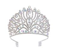 Housoutil Adult Rhinestone Wedding Party Crown for Ladies | Crystal Zinc Alloy Build, Silver Shine, Lightweight Retro Style for Prom Night and Carnivals