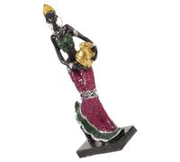 Housoutil African Female Figurine Resin Sculpture Black Lady Statue Exotic African Woman Ornament for Home Office Decor Table Display