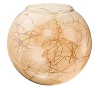 Housoutil Amber Glass Globe Lampshade Gold and Silver Curved Lines, 130mm Diameter, 65-70mm Opening, Replacement Pendant Lamp Shade for Ceiling Lights and Chandeliers