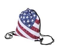 Housoutil American Flag Drawstring Bag Oxford Cloth Backpack Unisex for Independence Day Simple Travel Storage Pouch