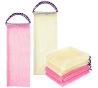 Housoutil Back Scrubber Bath Towel Long Nylon Body Washcloth 4pcs with Dual Handles for Shower and Skin Exfoliation