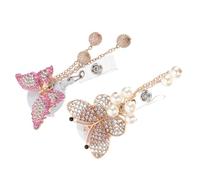 Housoutil Badge Holders with Delicate Rhinestone Design Butterfly 2pcs Multi-Function Portable Abs Badge Clips for Id Cards and Practical Office and Accessories