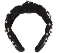 Housoutil Baseball Headbands for Women Fashion Wide Knotted Headband with Pearl Decoration, Soft Fabric Material, Not Easily Deformed, Suitable for Birthdays and Other Occasions