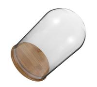 Housoutil Bell-shaped Glass Dome Display Case for Preserved Flowers and Decorations, 12cm Lightweight Glass Cloche with Bamboo Base, Simple Assembly for Christmas and Home Decor