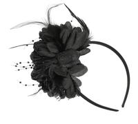 Housoutil Black Fascinator Headband with Large Flower, Elastic Cloth Material, Handmade Unique Design for Wedding and Cocktail Party, Fits Head Well for Women and Girls