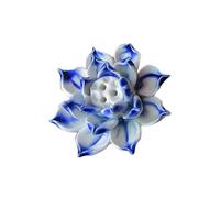 Housoutil Blue Ceramic Lotus Table Ornament Handmade Desktop Decoration Suitable Size for Display on Your Bookshelf or Desk Simple Fashion Home Décor Accent