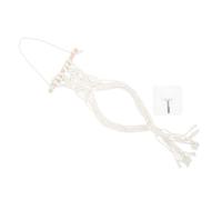 Housoutil Boho Macrame Hat Hanger Rack Wall Hanging Hat Organizer Made of Cotton Rope and Wood Single Layer Design for Living Room Or Bedroom Storage