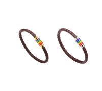 Housoutil Bracelet, Put Material Take for Leather to Easy Graduation Rope 2pcs Gay Knitted Adjustable Handmade Woven in Brown Women Men Period
