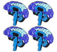 Housoutil Brain Brooch Pins 4Pcs Set, Alloy Human Brain-Shaped Lapel Pins for Women, Versatile Corsage Accessories for Clothing and Everyday Wear