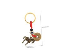 Housoutil Brass Chinese Zodiac Horse Car Pendant Protective Feng Shui Charm for Rearview Mirror Hanging Intricately Carved Lucky Ornament Car Accessory for Wealth and Safety