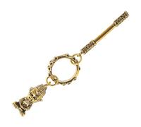 Housoutil Brass Monkey Keyring with Intricate Stick Figurine Polished Chinese Mythology Ornament Multipurpose Car Key Holder and Backpack Pendant Charm for Collectors and Everyday Use