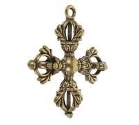 Housoutil Brass Vajra Pendant Keychain Religious Ornament for Buddhist Souvenirs and Home Decor, Protective Spiritual Brass Craft Accessory