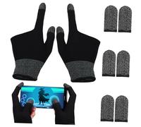 Housoutil Breathable Copper Fiber Gaming Gloves with Two-finger Touchscreen Control Elastic Cuff for Secure Fit Sweat-resistant Finger Sleeves for Mobile Phone Gamers Enhanced Dexterity and