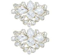 Housoutil Bridal Shoe Clips Stylish and Elegant 2pcs Crystal Decoration Charms Golden Buckle Accessories for Wedding Shoes for Daily Use and Engagements
