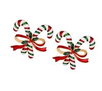 Housoutil Brooch Delicate 2pcs Walking Stick Shaped with Rhinestones Christmas Brooch Pins, Lightweight Metal Material, Holiday Accessories for Women’s Clothing