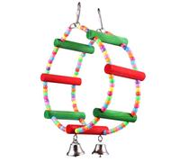 Housoutil Budgie Swing, Pet Parrot Ferris Wheel with Bell, Hanging Bird Toys Wooden Ladder, Bird Chewing Wood Pet Toys