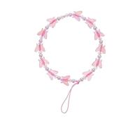 Housoutil Butterfly Crystal Phone Lanyard Pearl Strap for Women Mobile Phone Charm Anti-lost Decoration