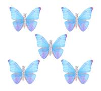 Housoutil Butterfly Hairpin and Duckbill Clip Set 5Pcs Mini Glitter Hair Accessories for Women Wedding Party in Blue