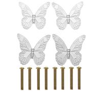 Housoutil Butterfly Hole Alloy Zinc Silver Knobs Cabinet 32mm 4pcs