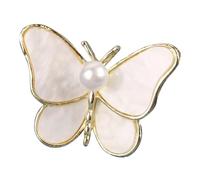 Housoutil Butterfly Pin Pearl Butterfly Brooch Pin High-end Fashion Alloy Shell Decorative Accessory Elegant Design for Family and Friends Occasions
