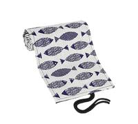 Housoutil Canvas Pencil Roll Wrap Organizer 48 Slots Cotton Linen Pencil Storage Pouch for Students and Artists Cartoon Saury Pattern for School and Travel