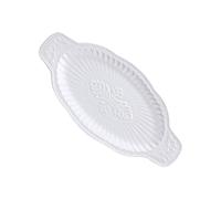 Housoutil Ceramic Kitchen Serving Dish White Bone China Fine Polishing Fish Relief Plate for Food Storage and Casual Dining