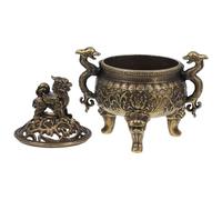 Housoutil Chinese Copper Incense Burner Lid, Mini Three-Legged Kirin Aromatherapy Holder, Feng Shui Dragon Design for Home Decor and Muslim Party Centerpieces