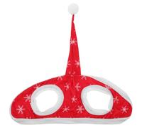 Housoutil Christmas Horse Party Hat Red Velvet Bonnet with Snowflake Design, Soft Comfortable Adjustable Fit Holiday Horse Costume Hat for Equestrian Christmas Decor and Photoshoots