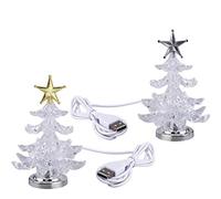 Housoutil Christmas Night Light, 2PCS USB 7Color Christmas Tree Light with Star, RGB Acrylic Gold Star Silver Star Christmas Tree Color Changing Lights for Room Bedroom Home Party