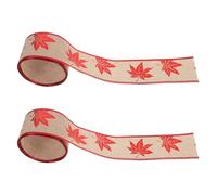 Housoutil Christmas Wrapping Ribbon Set 2 Pcs Red Polyester Ribbon with Festive Design and Wired Edges for Easy Use, for Xmas Tree Decoration and Wrapping