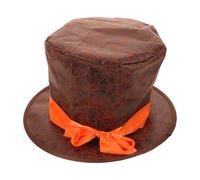 Housoutil Classic Magician Top Hat for Men, Brown Cloth Material with Historical Inspiration, Suitable for Costume Ensembles and Holiday Celebrations