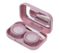 Housoutil Contact-Lens Box Contacts Lens Case Portable with Mirror Lightweight Glass Abs Material Cute Style Can Be Put in Your Bag for Friend Family Use