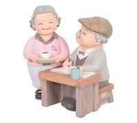 Housoutil Couples Resin Love Elderly Couple Figurine: Love Grandparents Parents Wedding Statues Loving Together Couple Sculpture Old Age Life Grandparents Parents Home Decor