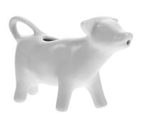 Housoutil Cow Milk Jug, Ceramic Cow Creamer,White Cow Gravy Boat, Pitcher Animal Cow Shaped Serving Pitcher, 40ml Porcelain Cream Jug for Water Coffee Milk Coffee Juice