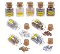 Housoutil Crystal Gemstones Bottle Set 9Pcs Mini Spell Jars with Cork for Home Decoration and Wedding Favour