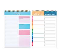 Housoutil Daily Planner Notepad and Metal Design with Spiral Binding 2pcs for Personal Organizing and Prioritizing Tasks, Lightweight Paper Gift for Office Workers and Travelers for Office