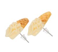 Housoutil Dainty Ice Cream Resin Ear Studs for Women Lightweight Hypoallergenic Tiny Earrings Summer Birthday Wedding Jewelry Adorable Sweet Cone Design