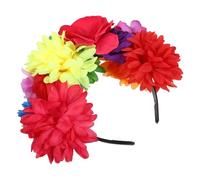 Housoutil Dark Headband Fabric Flowers for Halloween Masquerade Dia De Los Muertos Costume Accessory Women Festival Headdress Props
