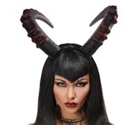 Housoutil Demon Horn Headband, Halloween Devil Horns, Gothic Black Devil Horns, Halloween Cosplay Ox Horn Hair Accessories for Women Men Kid