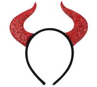 Housoutil Demon Horns Headband, Halloween Devil Horns Hairband, Red Glitter Sequin Party Headband for Party Cosplay Stage Performances