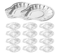 Housoutil Disposable Silver 100pcs Aluminum Foil Oyster Shell Baking Trays with Efficient Heat Conduction, Elegant Food Presentation for Parties and Gatherings Seafood Grill and BBQ