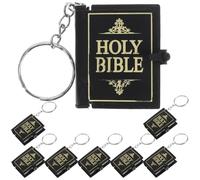 Housoutil Easter Mini Bible Keychain, 8pcs Tiny Real Bibles Key Chains, Miniature Religious Book Pendant Key Rings for Handbag Pendant Men's Keychain