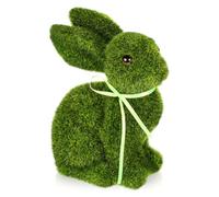 Housoutil Easter Moss Bunny Figure, Easter Moss Flocked Rabbit Statue, Green Artificial Grass Bunny Figure, Adorable Decorative for Party Supplies Garden Yard Decorations