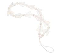 Housoutil Elegant Beaded Mobile Phone Strap with Butterfly Charm Multifunctional Phone Chain for Travel Backpack Keys Holder Stylish Sweet Pearl Accent Accessory