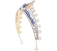 Housoutil Elegant Crown and Imitation Pearls Bridal Hair Accessory Featuring Dazzling Rhinestone Embellishments Crafted from Zinc Alloy Women for Weddings and Festive Celebrations