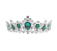 Housoutil Elegant Green Bridal Tiara for Bride Wedding with Rhinestone Crystal and Zinc Alloy Side Comb Design, Birthday or Cosplay Hair Accessory